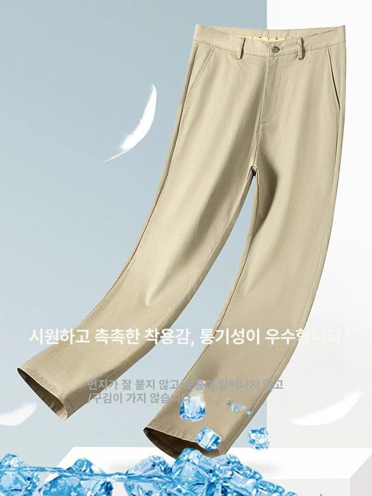 면바지 남성 9부 여름용 슬랙스 편안한 통기성 좋은 정장 와이드 바지 1.네이비 9부 9810 - 상세 이미지 5