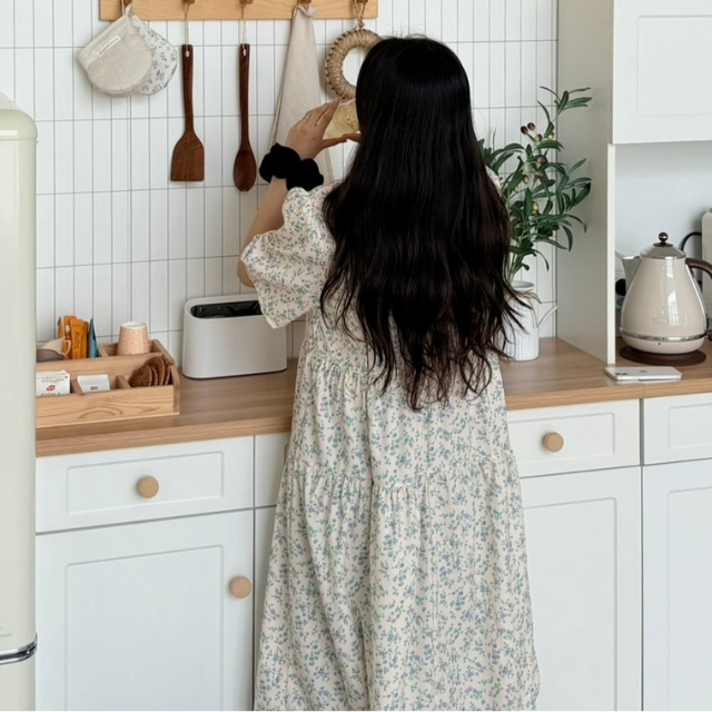 아이보리 나들이 휴양지 바캉스 반팔 임산부 여름 원피스 - 상세 이미지 3