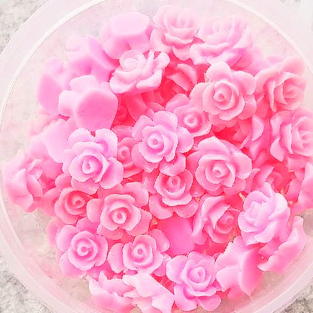 13mm장미파츠 슬라임파츠 데코장식 미니꽃파츠 60개입핑크
