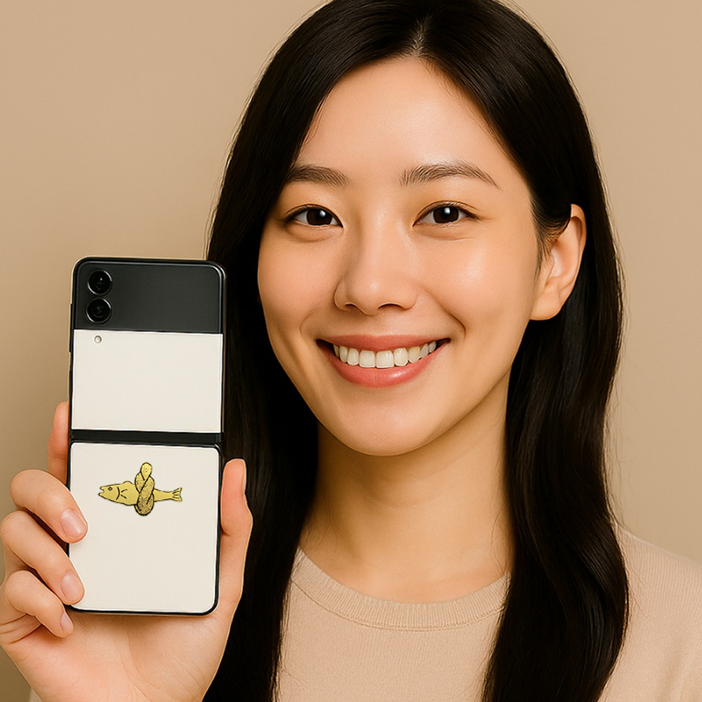 액운을 막아주는 미니 명태 행운의 액막이 황금명태 스티커 5장 24K 전자파 차단스티커 - 상품 이미지