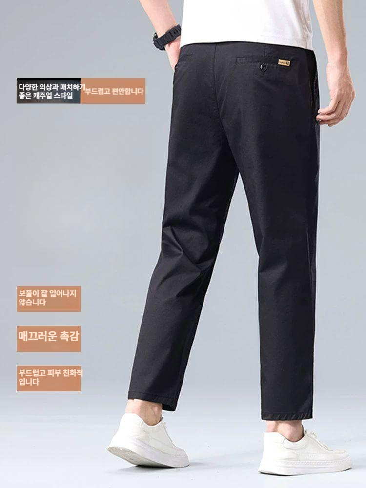 면바지 남성 9부 여름용 슬랙스 편안한 통기성 좋은 정장 와이드 바지 1.네이비 9부 9810 - 상세 이미지 3