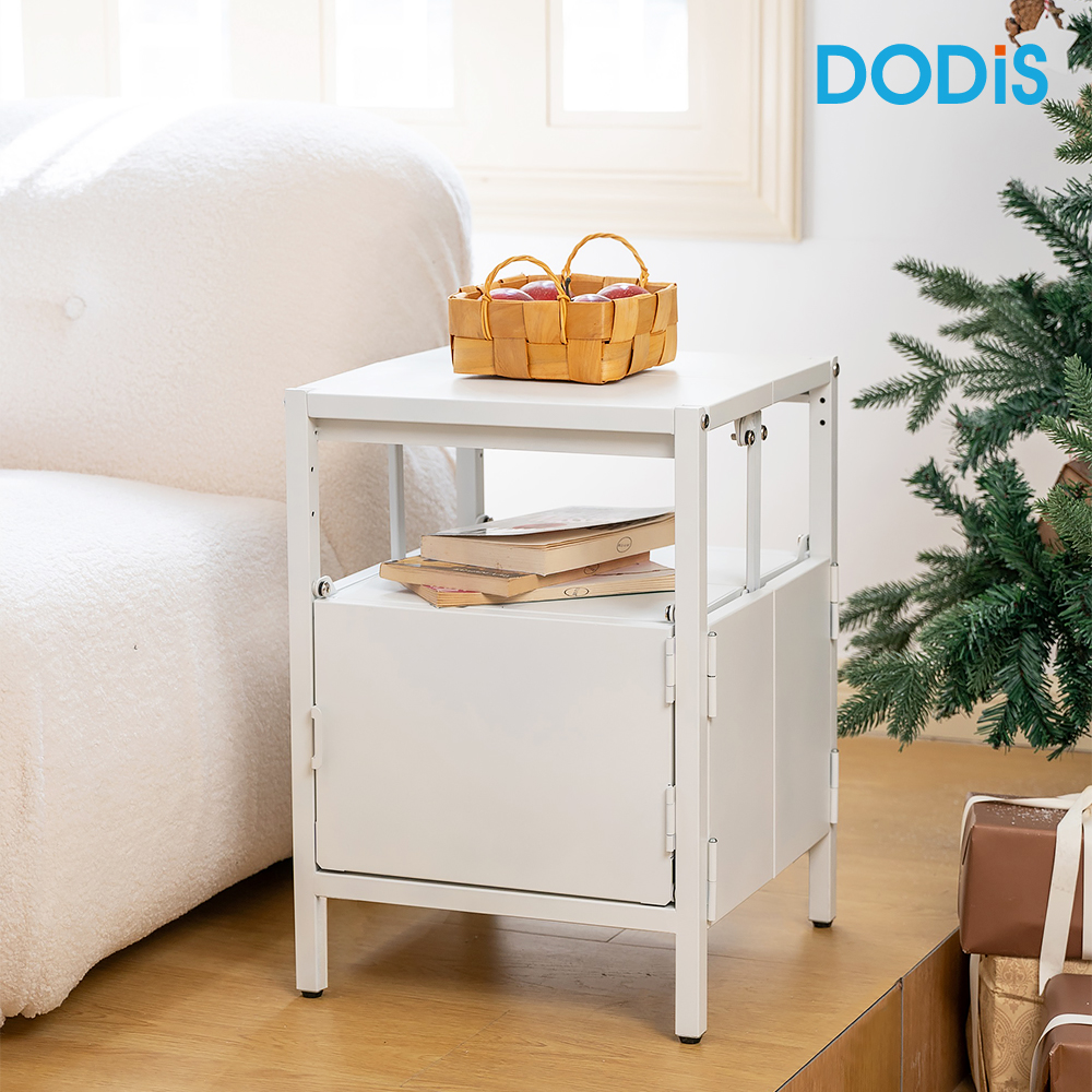 폴딕스 003 모듈 수납장 철제 베란다 접이식 미드센츄리 폭좁은 틈새 거실 수납장 2단