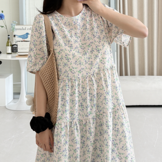 아이보리 나들이 휴양지 바캉스 반팔 임산부 여름 원피스 이미지 8