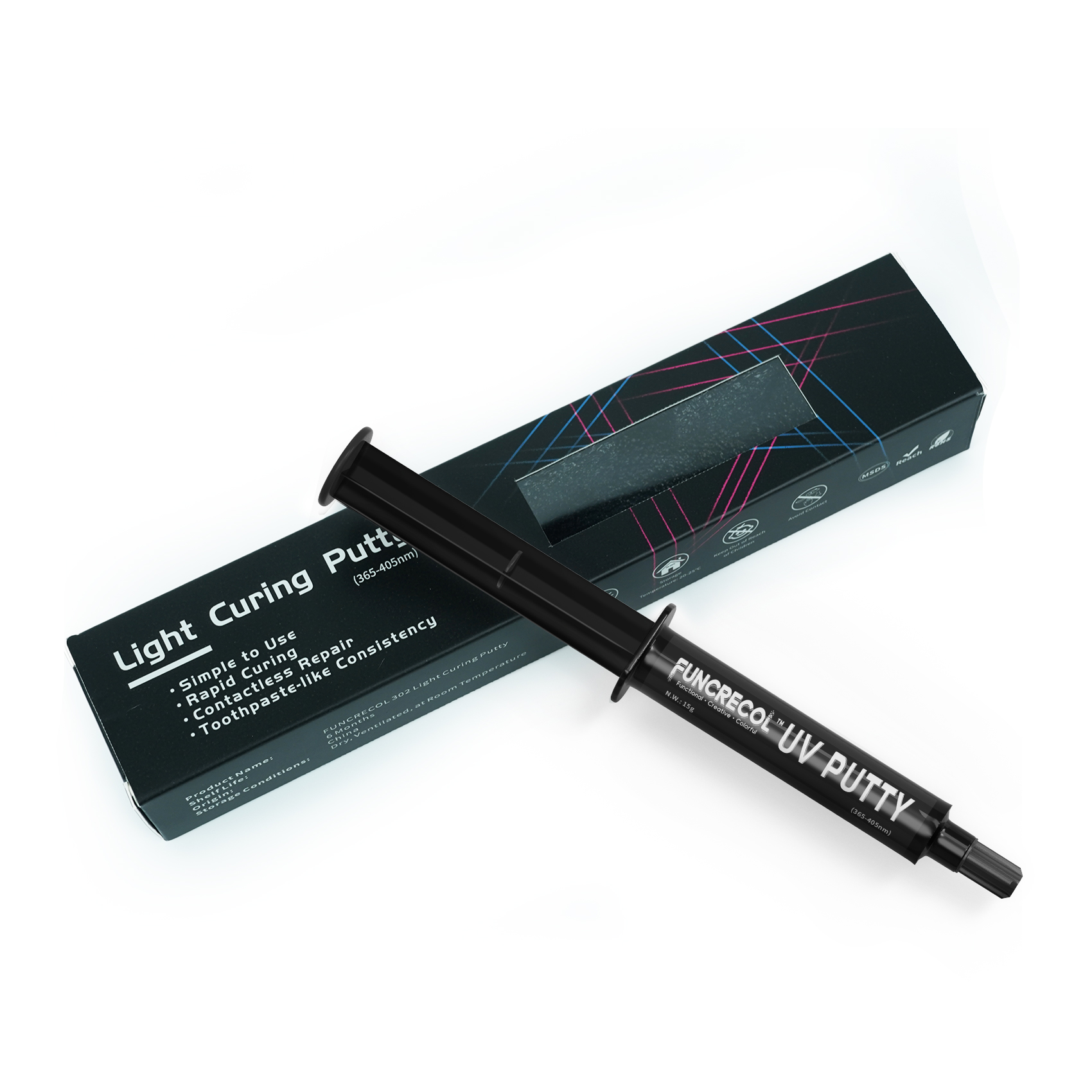 Funcrecol UV 큐어링 주사기형 액상 퍼티 15g 갓핑거마켓