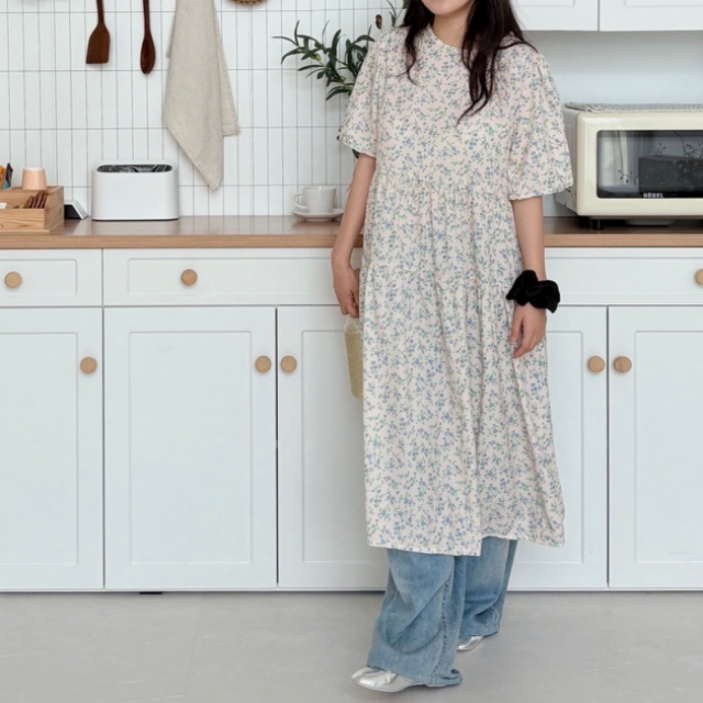 아이보리 나들이 휴양지 바캉스 반팔 임산부 여름 원피스 - 상세 이미지 2