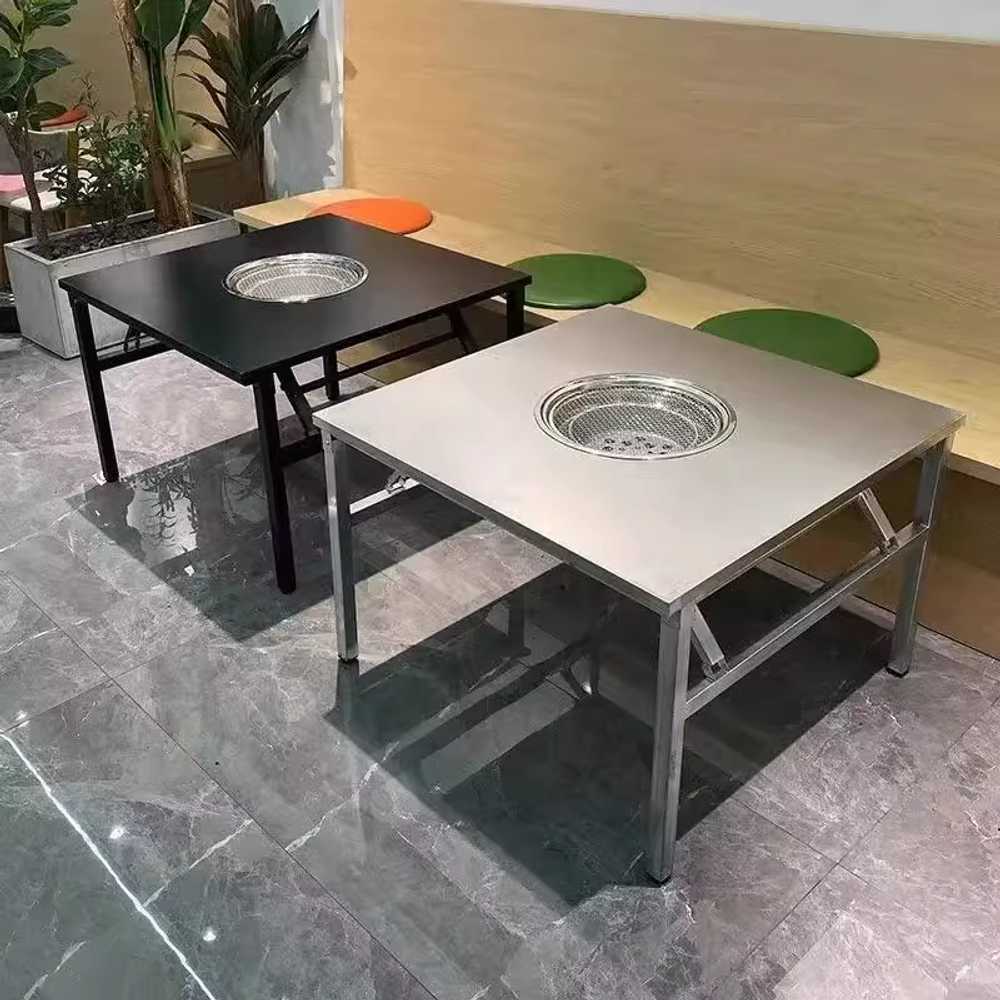 업소용 화로테이블 불판식탁 숯불 바베큐 식당 구이 스텐 80cm - 상세 이미지 2