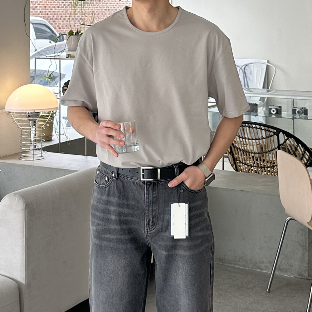 남자반팔티 구김없는 분또 오버핏 남성보트넥반팔티