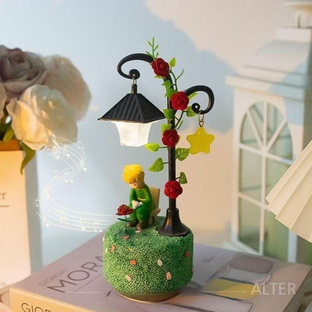 DIY 어린 왕자 오르골 생일 선물 패키지 재료 음악상자 조명 로즈 가로등+무릎꿇은 왕자+꽃 - 상세 이미지 3