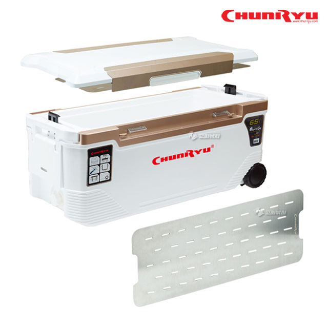 천류 아이스박스 쿨러 65L 대장쿨러 갈치 낚시 캐리어 깔판 포함