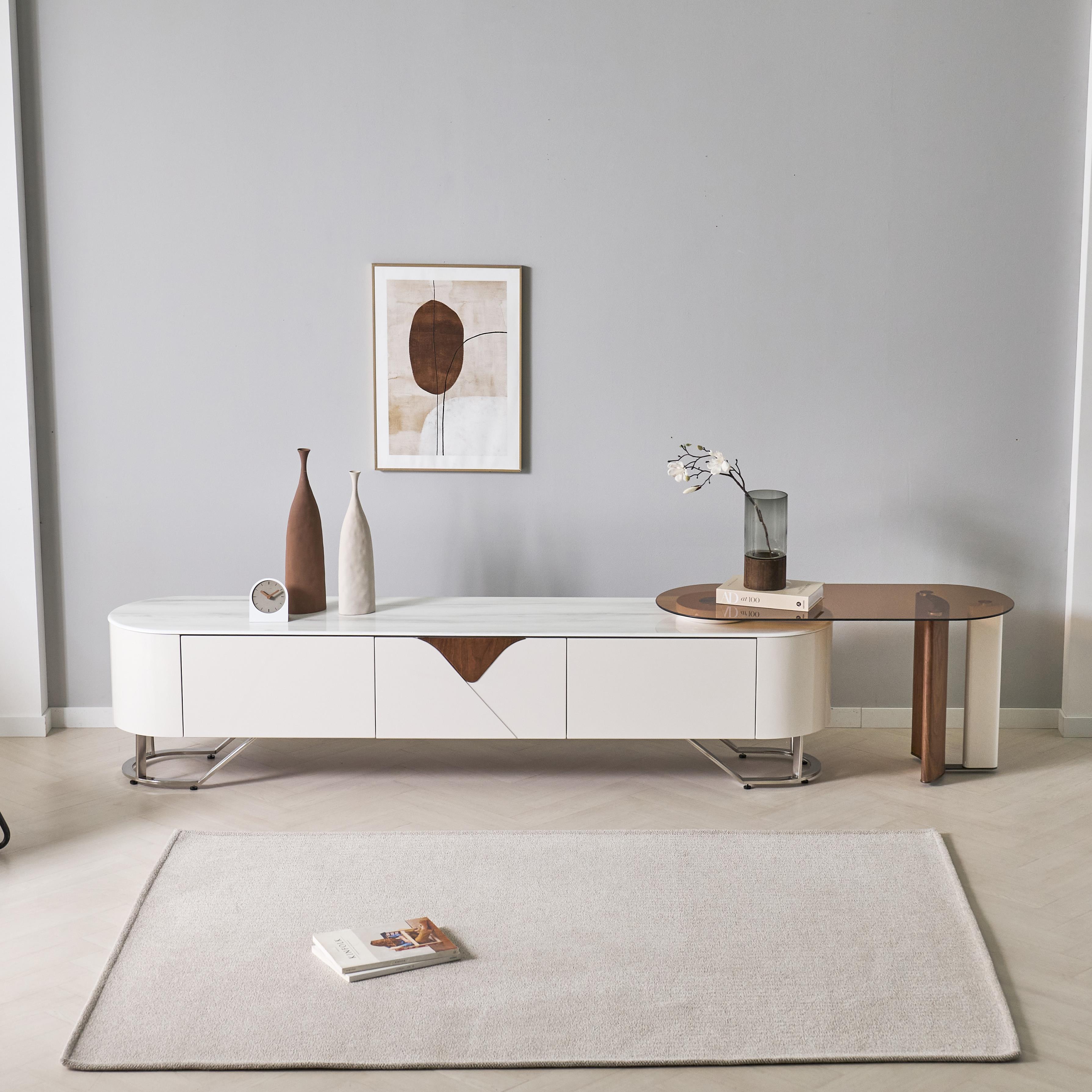 헤이즈 2000 세라믹 스테인리스 확장형 거실장 티비다이 티비장