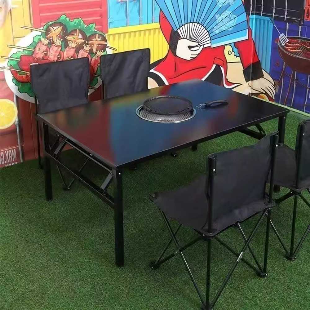 업소용 화로테이블 불판식탁 숯불 바베큐 식당 구이 스텐 80cm - 상세 이미지 3