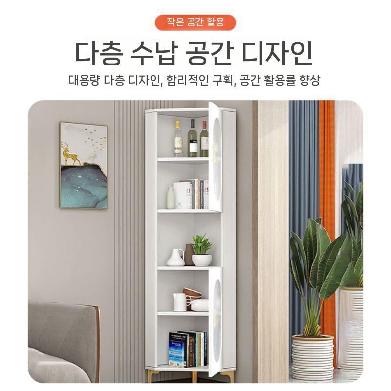 수납장 코너 모서리 조립식 침실 럭셔리 거실 삼각장 캐비닛 선반 - 상세 이미지 3
