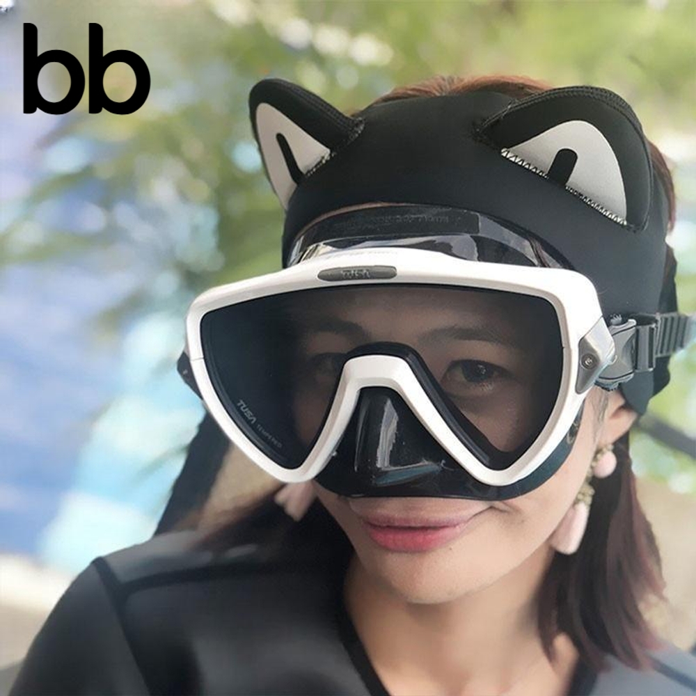 다이빙 수모 고양이 수영모 스쿠버 바다 토끼 커플 프리다이빙 귀여운 블랙 고양이 free - 상품 이미지