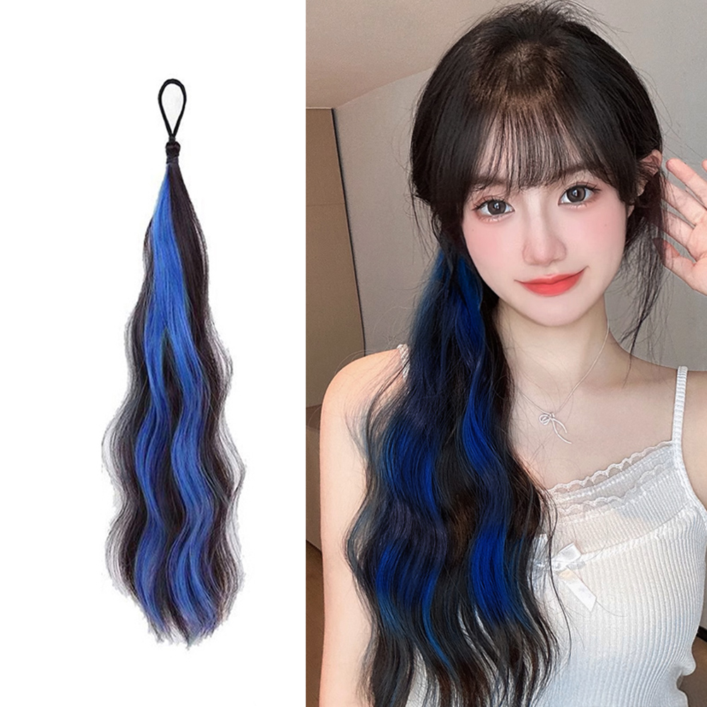 브릿지 컬러 헤어 웨이브 긴머리 머리끈 포니테일 부분 가발 - 상세 이미지 4
