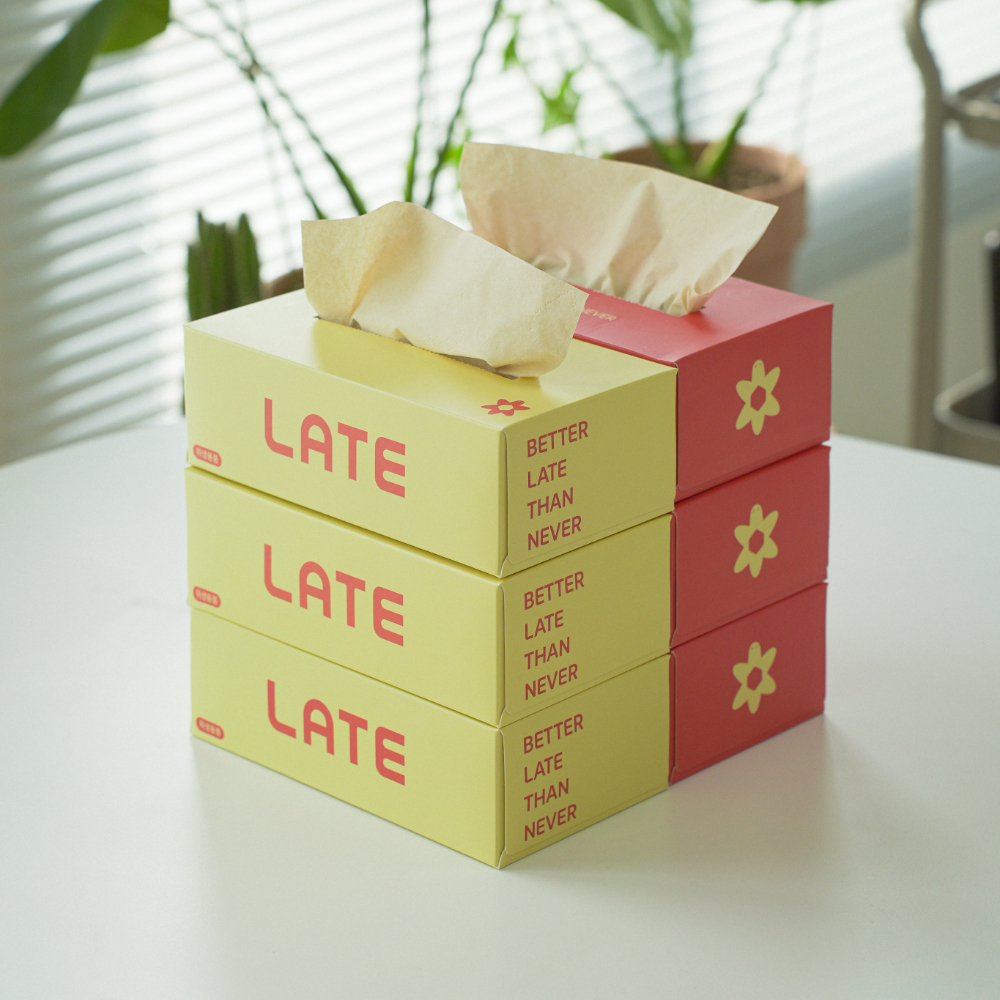 LATE 먼지없는 대나무 미용티슈 3겹 6개입 각티슈