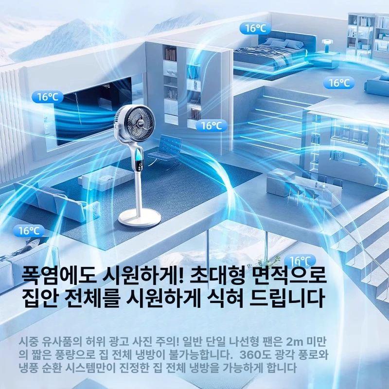 저소음 에어 서큘레이터 무선 공기순환기 선풍기 가정용 2025년형 화이트 MAX - 상세 이미지 5