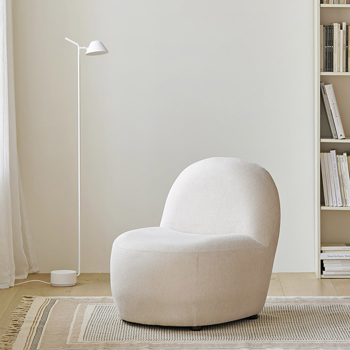 룸앤홈 푸카 1인 패브릭 소파 스툴미포함, 크림