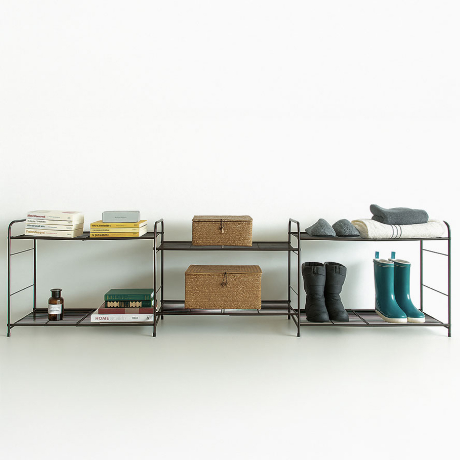 적층 연결형 철제 신발장 오픈형 현관 사무실 학원 원룸용 (3단+3단)