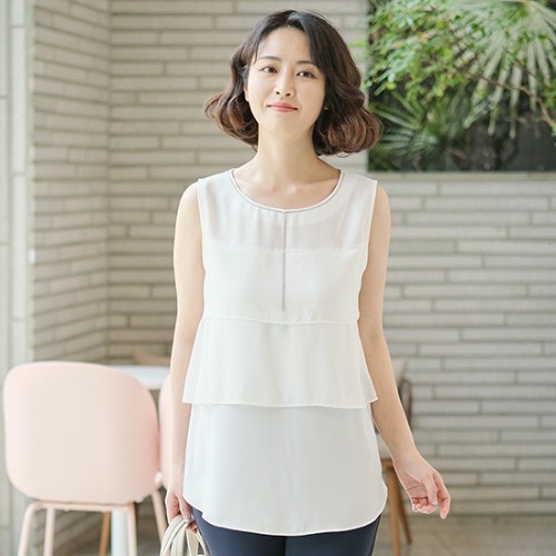 엄마옷 조이마담 T50944 체인비즈 캉캉 나시 티셔츠 중년여성의류 - 메인 이미지