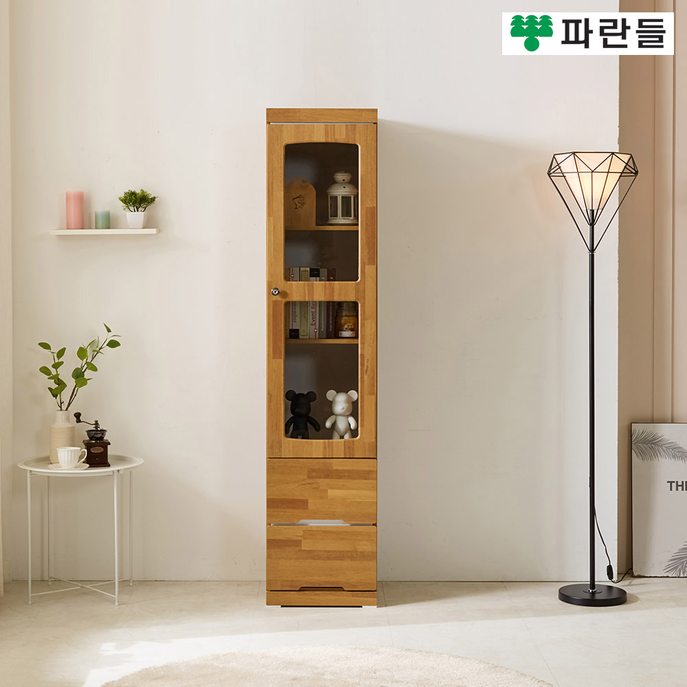 파란들가구 멀바우 투서랍 400 유리문 수납틈새장 틈새수납장 - 메인 이미지