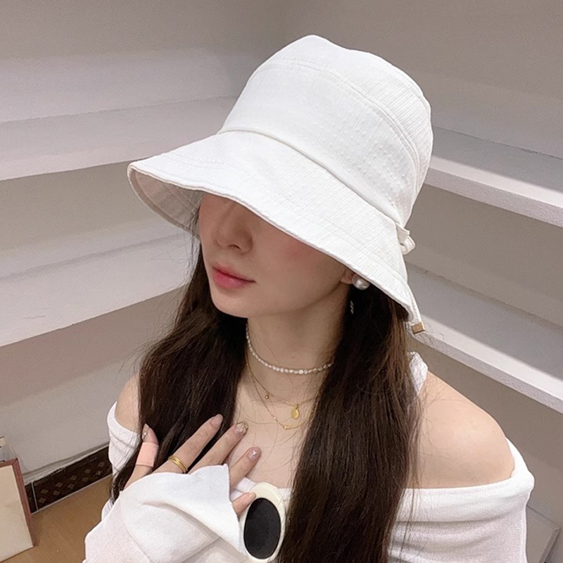 여성 여름 바캉스 썬캡 햇빛 자외선 차단 벙거지 챙 모자 퀵드라이 리본 H 버킷햇 - 상세 이미지 2