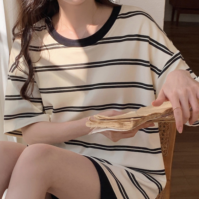 여성노브라티 캡내장반팔티 홈웨어박스티 - 상품 이미지