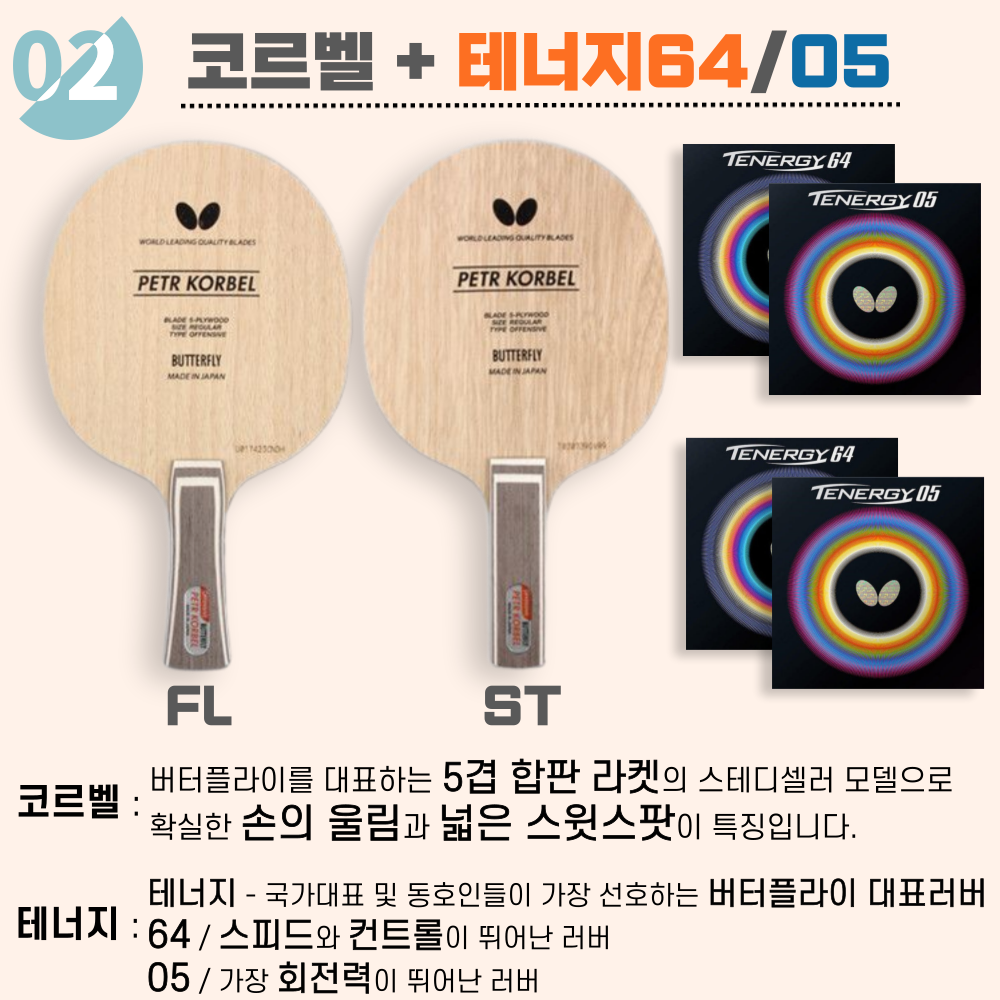 [라켓 + 러버선택] 코르벨 10가지 세트 - 상세 이미지 2