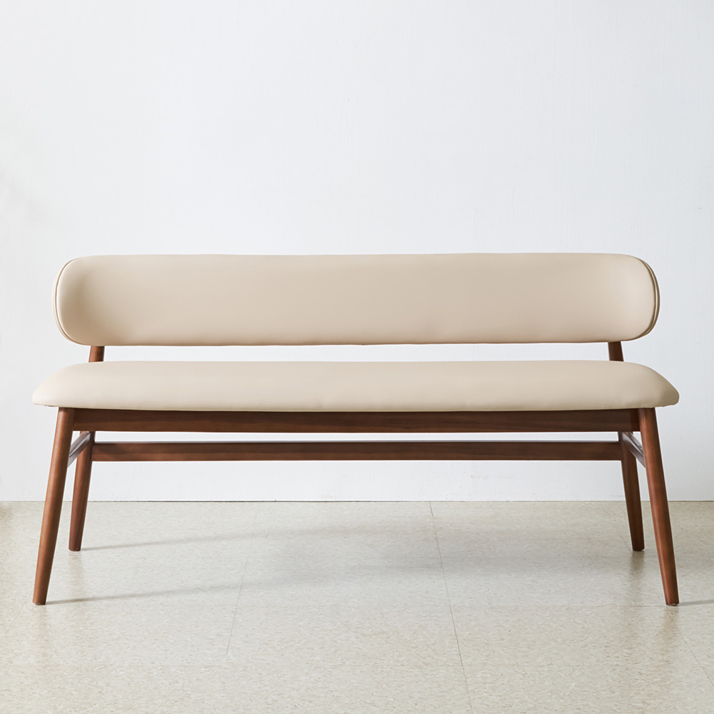 스코나 메릴본 원목 실리콘레더 가죽 2인 등받이 벤치 의자