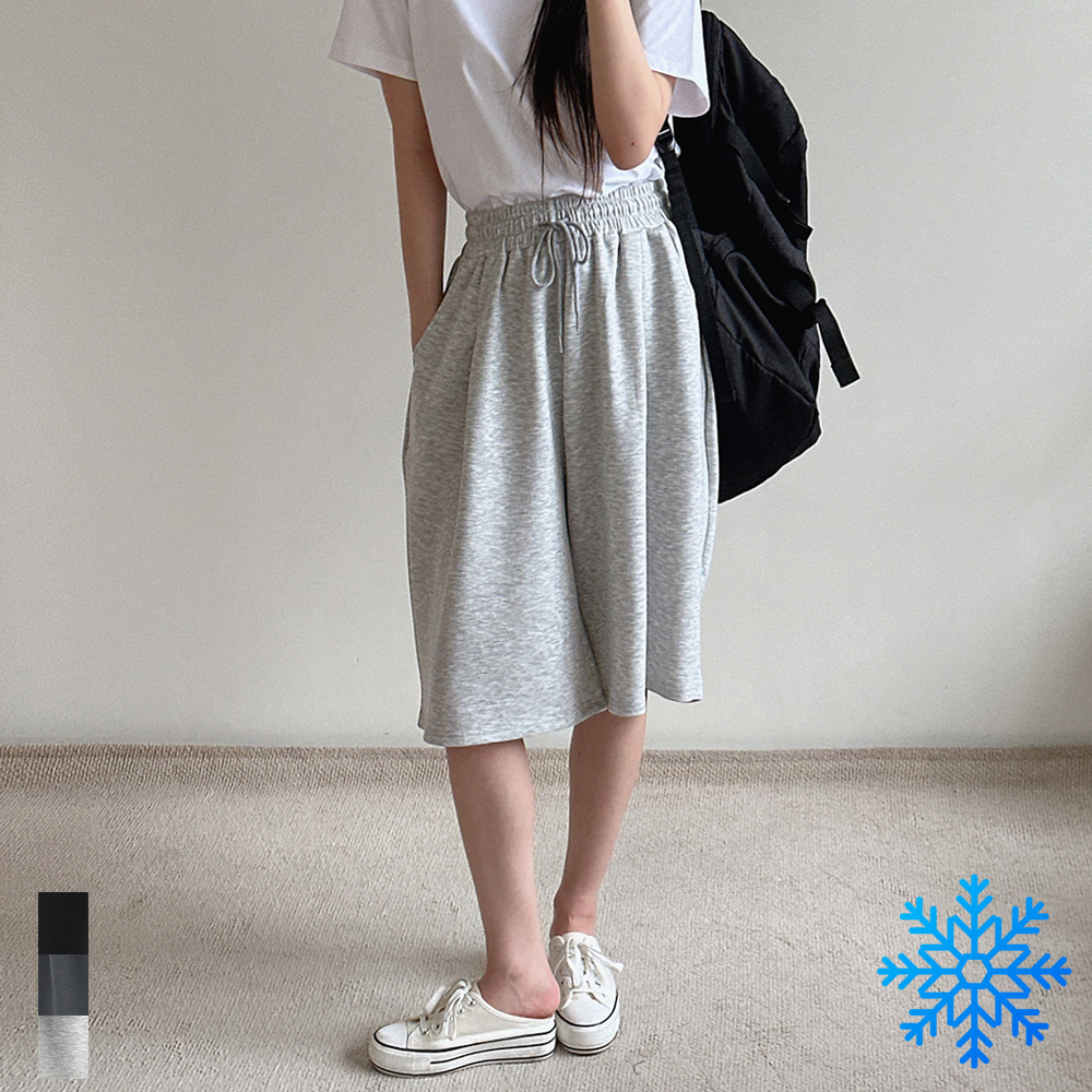 여성 버뮤다팬츠 반바지 와이드 여름 냉감 밴딩 면 블랙 그레이 5부 6부 키작녀 빅사이즈