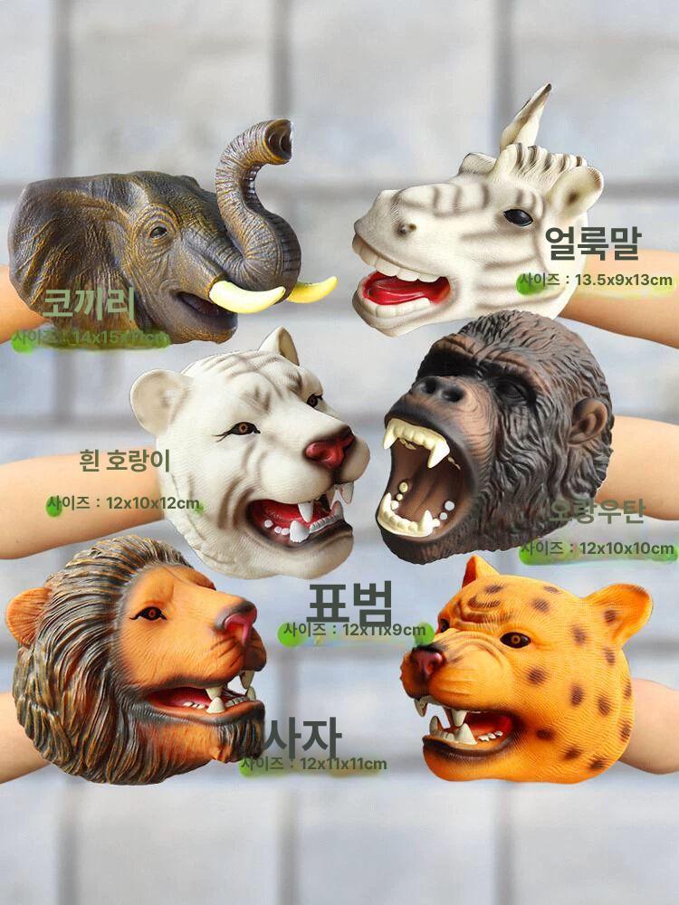 공룡 피규어 모형 장난감 티라노사우루스 인형 움직이는 손장갑 5.소형 빨간 티라노사우르스 손인형 - 상세 이미지 3