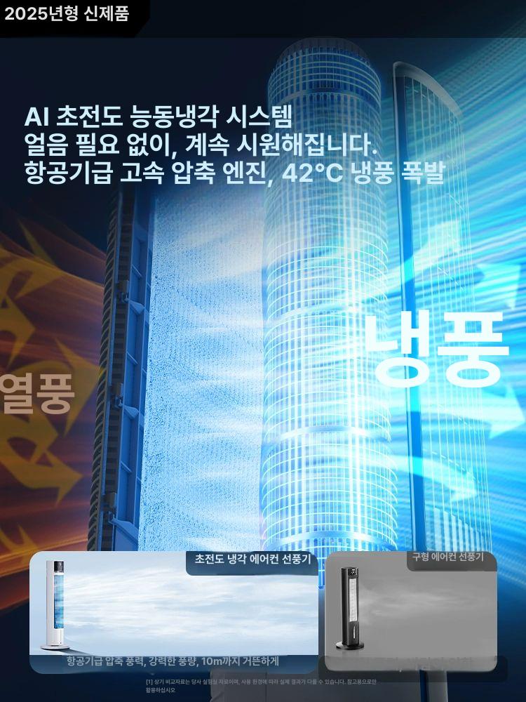 이동식 냉풍기 소형 에어컨 캠핑용 무소음 미니 냉방 쿨러 팬 가정용 화이트 AI 변속 리모컨 - 상세 이미지 3