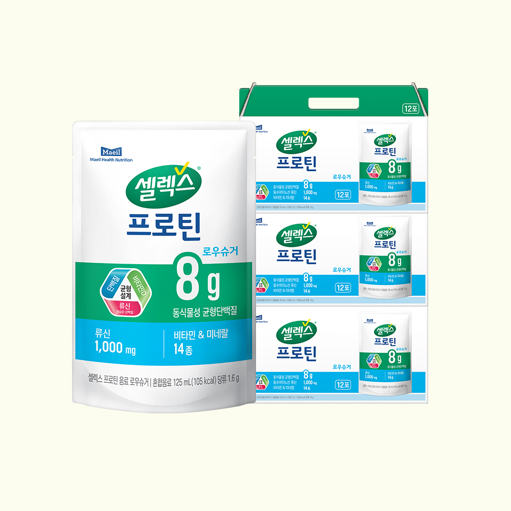 [선물세트] 셀렉스 마시는 프로틴 음료 파우치 저당, 125ml, 36개