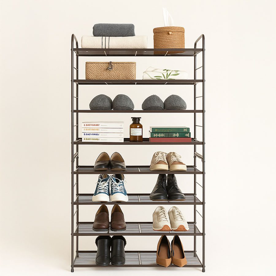 적층 연결형 철제 신발장 오픈형 현관 사무실 학원 원룸용 (3단+3단)