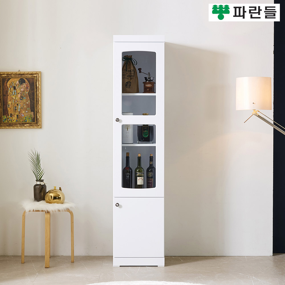 파란들가구 1800 유리문 수납틈새장 거실장식장 틈새수납장 - 메인 이미지