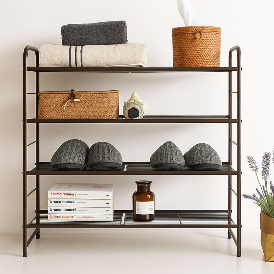 적층 연결형 철제 신발장 오픈형 현관 사무실 학원 원룸용 (3단+3단)