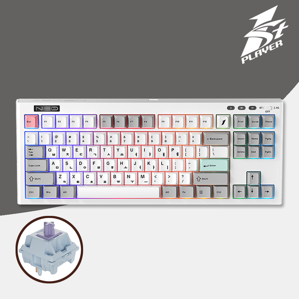 1stPlayer NEO87 텐키리스 무선키보드 레트로, 라벤더축, 45g - 메인 이미지