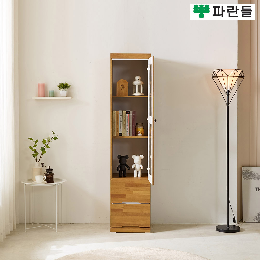 파란들가구 멀바우 투서랍 400 유리문 수납틈새장 틈새수납장 - 상세 이미지 2