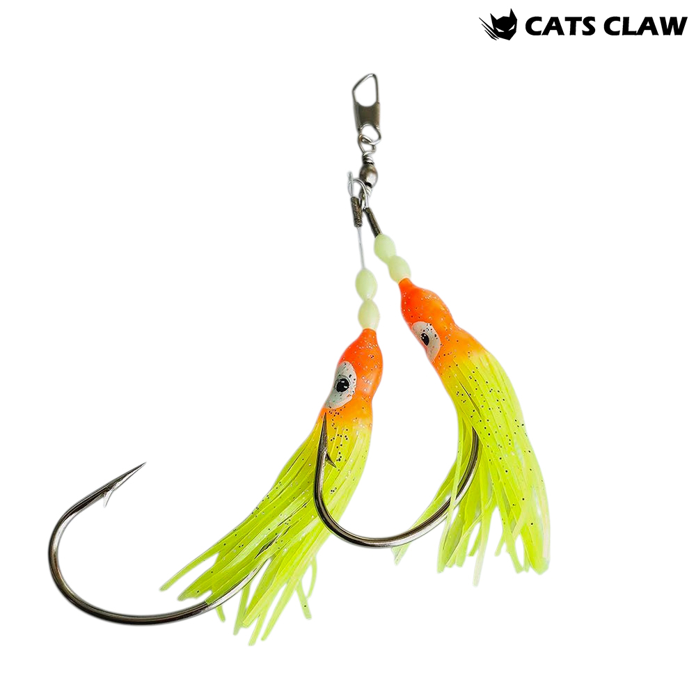 캣츠크로우 대구바늘 쌍바늘 꼴뚜기 더블바늘 34호, 노랑 오렌지