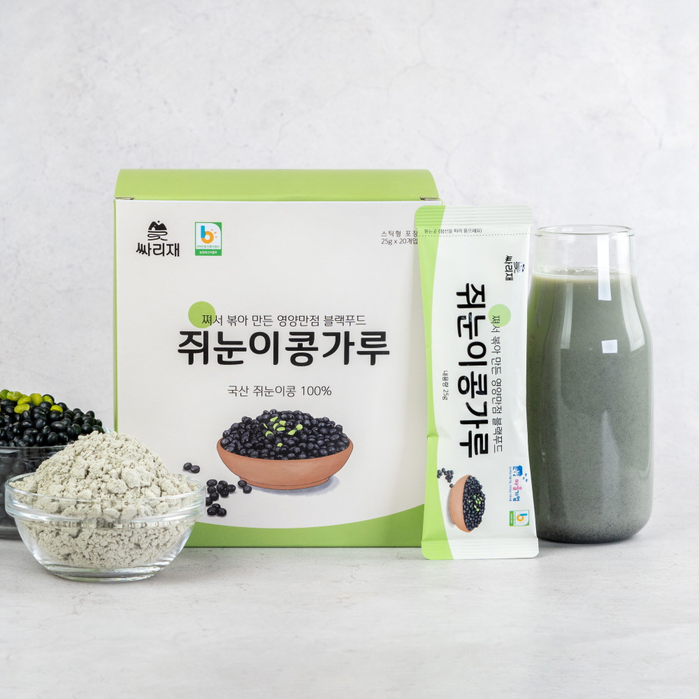 싸리재 선식 [ 국산 쥐눈이 콩가루 25g 20봉 ] 볶은 약콩 분말 검은콩가루 미숫가루