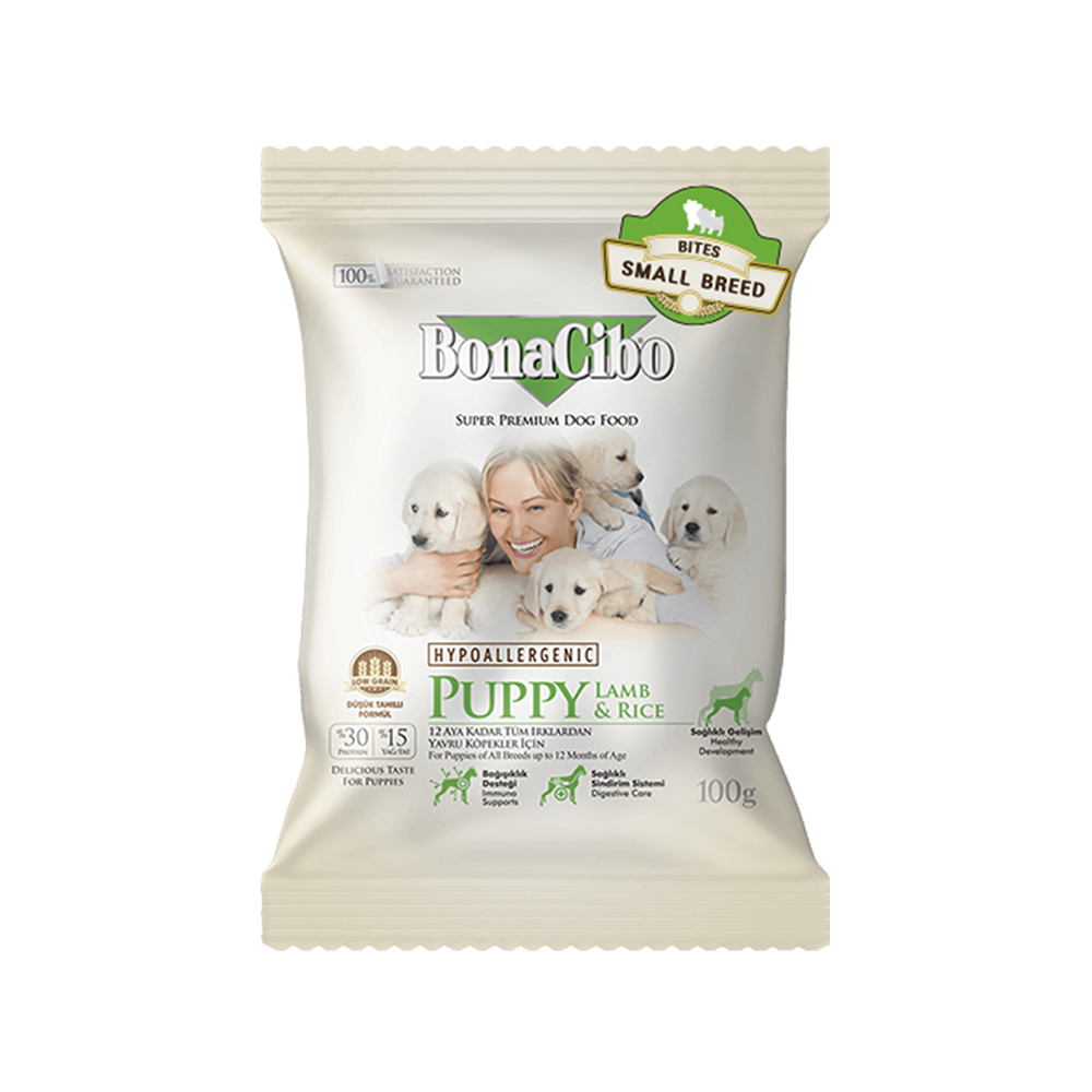보나시보 스몰바이트 퍼피 램&라이스 강아지사료 100g 샘플 - 상품 이미지