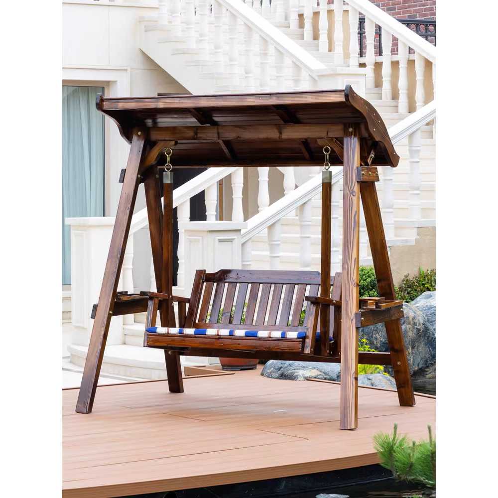 흔들 그네의자 원목 전원주택 공중나무 행잉 2인용 이미지 6