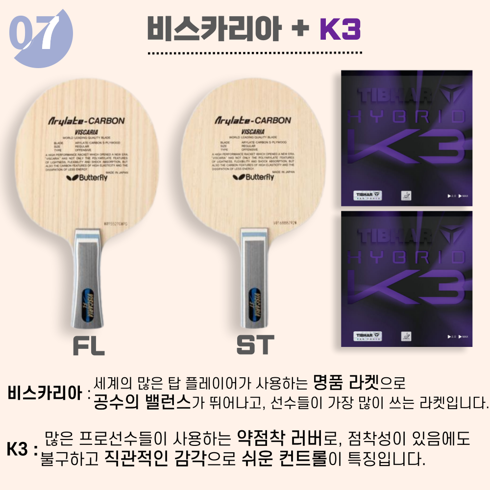 [라켓 + 러버선택] 비스카리아 10가지 세트 이미지 7
