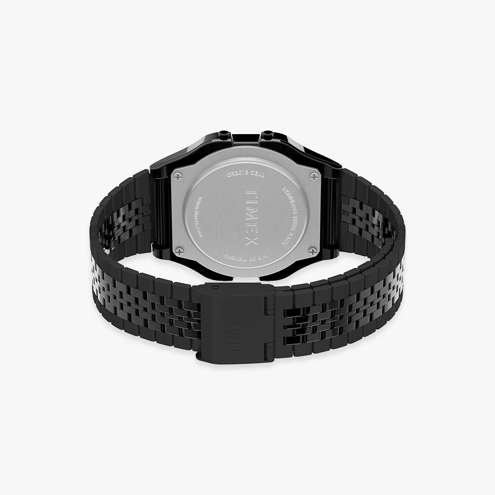 타이맥스 T80 스테인리스 스틸 남녀공용 디지털 전자시계 블랙