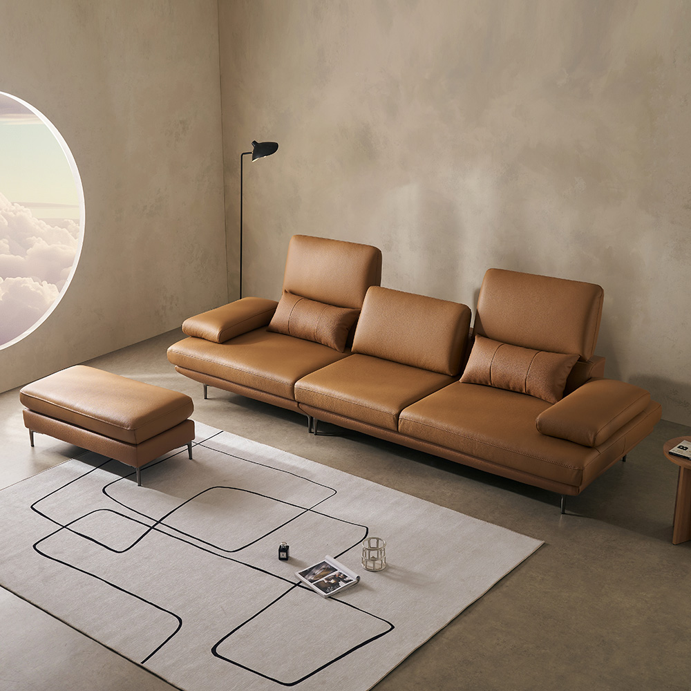 쉐우드가구 테소로 이태리 천연통가죽 모듈형 스윙 쇼파 4인용 / 국내제조 자재등급E0