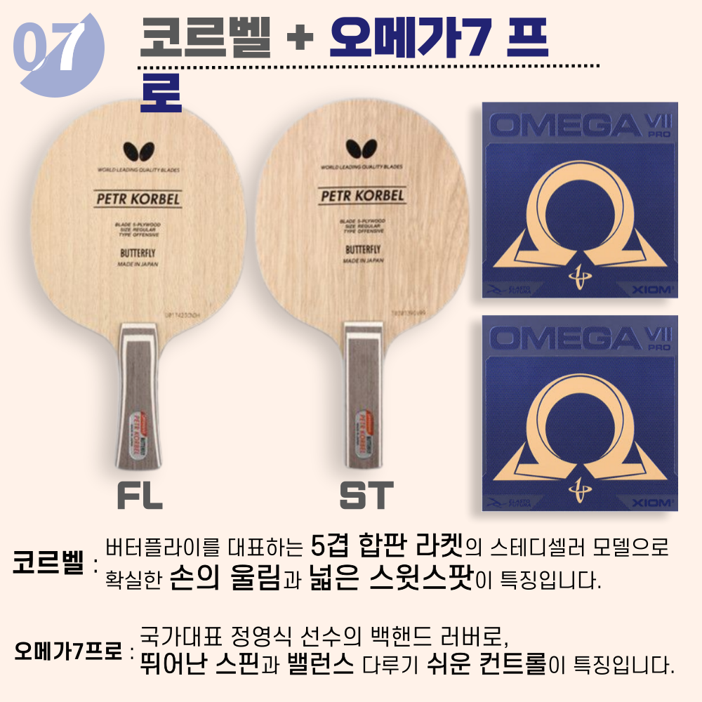 [라켓 + 러버선택] 코르벨 10가지 세트 이미지 7