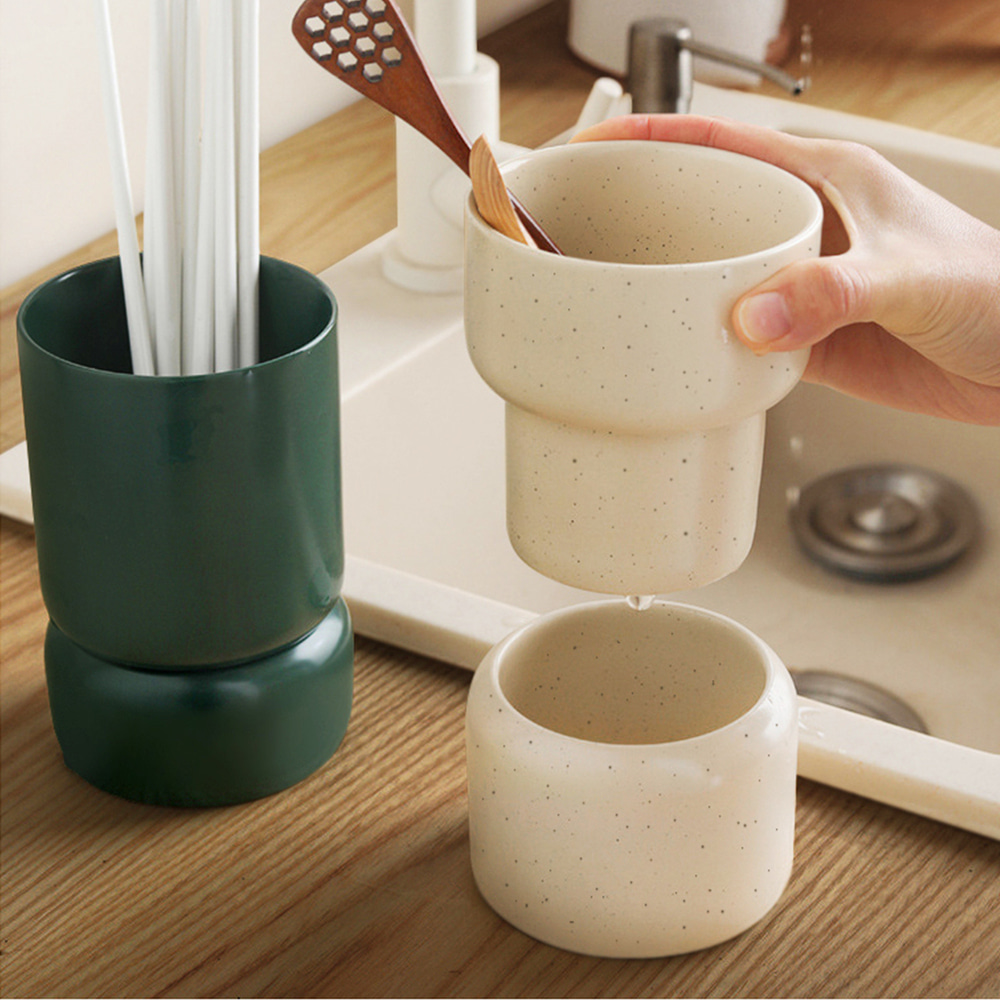 예쁜 도자기 설거지 물빠짐 숟가락통 테이블수저통 수저꽂이 수저정리함 보관함