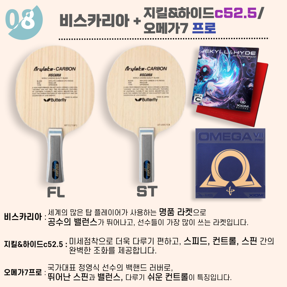 [라켓 + 러버선택] 비스카리아 10가지 세트 이미지 8