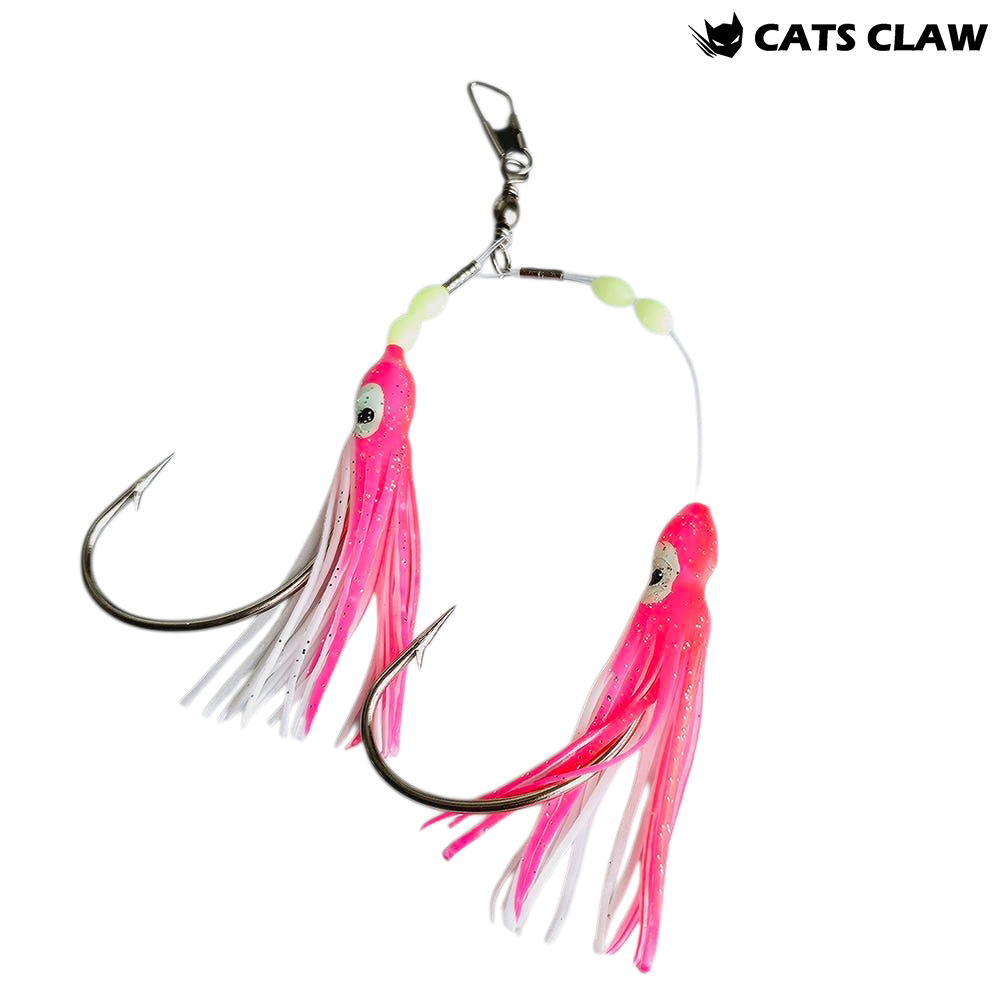 캣츠크로우 대구바늘 쌍바늘 꼴뚜기 더블바늘 34호, 핑크 화이트