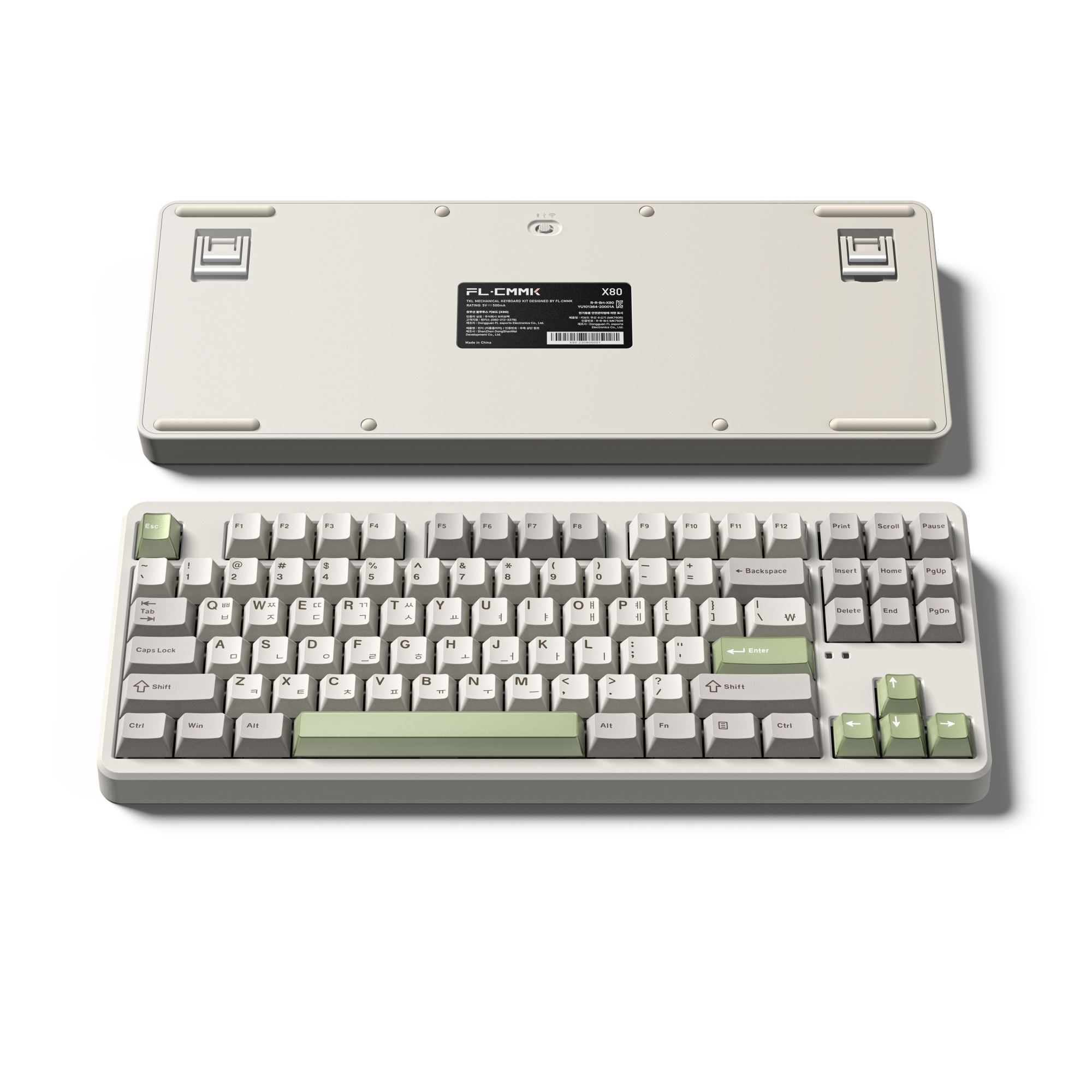 FL-ESPORTS X80 유무선 블루투스 가스켓 마운트 기계식 키보드 크림 말차, 저소음 파도축 이미지 2