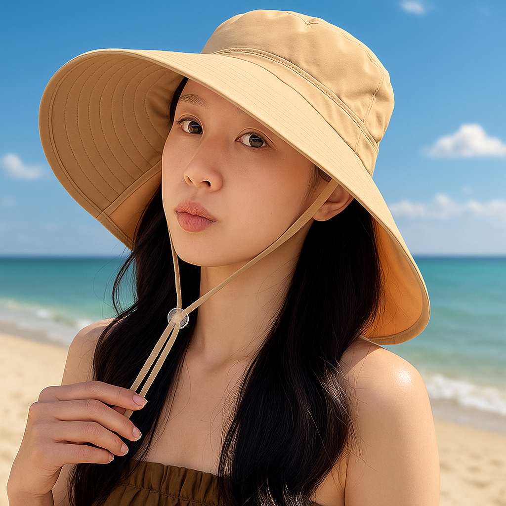 여성여름햇빛차단모자 넓은챙바캉스모자 끈조절썬햇 - 상품 이미지